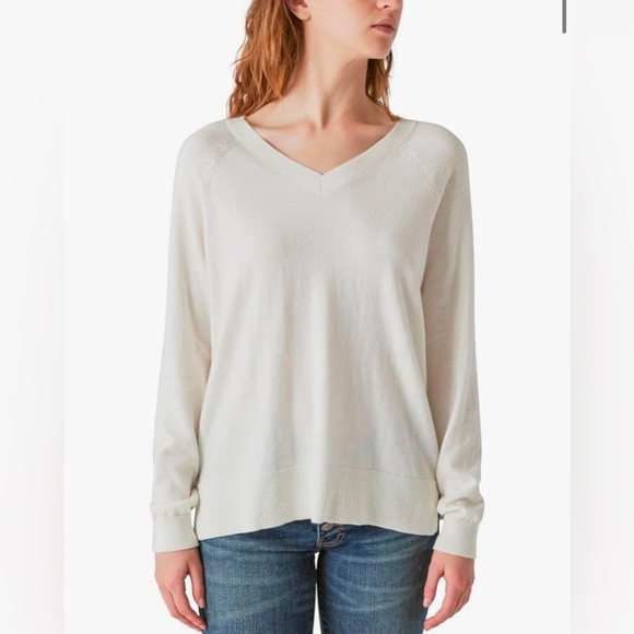 Lucky Brand Sweaters - Lucky Brand Women's V-Neck Sweater, Long Sleeves, Side Slits, Cotton Blend